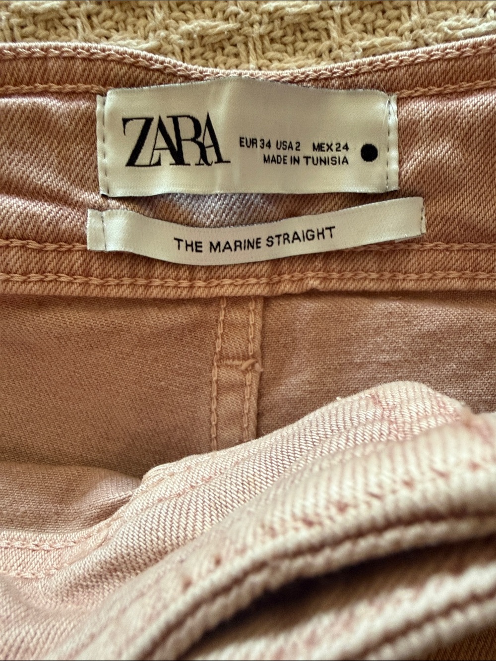 Zara The Marine Straight Jeans in Blush Pink - Picture 2 of 5